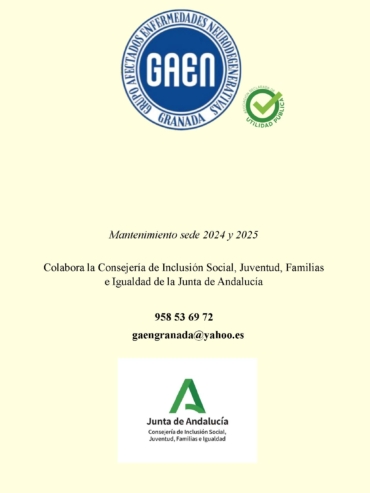 Nuestra entidad GAEN ha recibido una subvención de la Línea 5 de Mantenimiento concedida por la Consejería de Inclusión Social, Juventud, Familias e Igualdad de la Junta de Andalucía, destinada al mantenimiento de la sede.

Esta ayuda corresponde a los meses de junio y julio de 2024 y 2025, y nos permite seguir cubriendo los gastos básicos de funcionamiento del espacio donde desarrollamos nuestra actividad diaria.

Gracias a este apoyo, podemos continuar atendiendo a las personas afectadas por enfermedades neurodegenerativas, familias y personas cuidadoras en nuestra sede.

Agradecemos a la Consejería su colaboración, que resulta fundamental para dar continuidad a nuestra labor diaria.